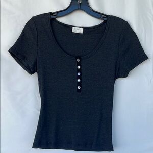 TLA Anthropologie Black Button-Down Women's Top